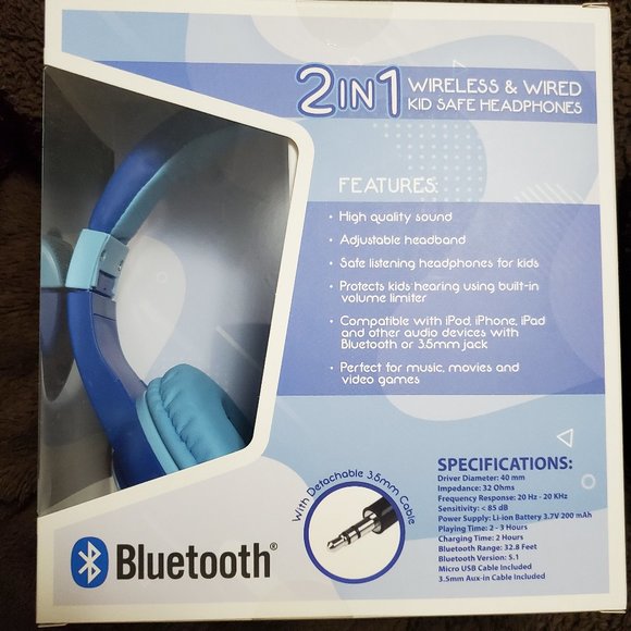 Bass Jaxx Headphones 2 In Wireless Wired Kid Safe Headphones Poshmark